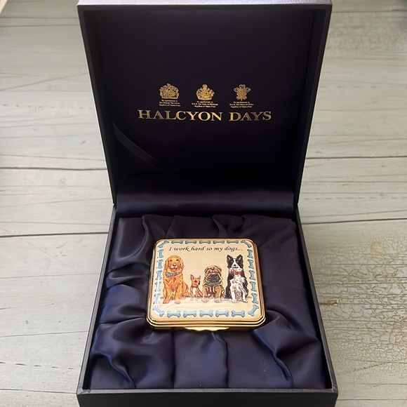 Halcyon Days I Work Hard So My Dogs Enamel Box - Picture 3 of 15